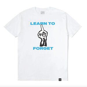 ✨NEW✨ LEARN TO FORGET Anarchy Symbol Punk Rock White Tee - Middle Finger Graphic